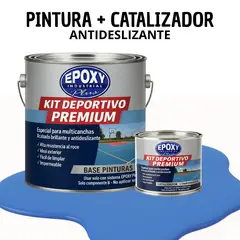 EPOXY - PINTURA PISOS CANCHAS - KIT PREMUM P2 2K- KIT GALON AZUL DEPORTIVO