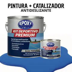 EPOXY - PINTURA PISOS CANCHAS - KIT PREMUM P2 2K- KIT GALON AZUL INTENSO