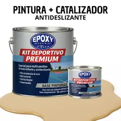 EPOXY - PINTURA PISOS CANCHAS - KIT PREMUM P2 2K- KIT GALON BEIGE ARENA