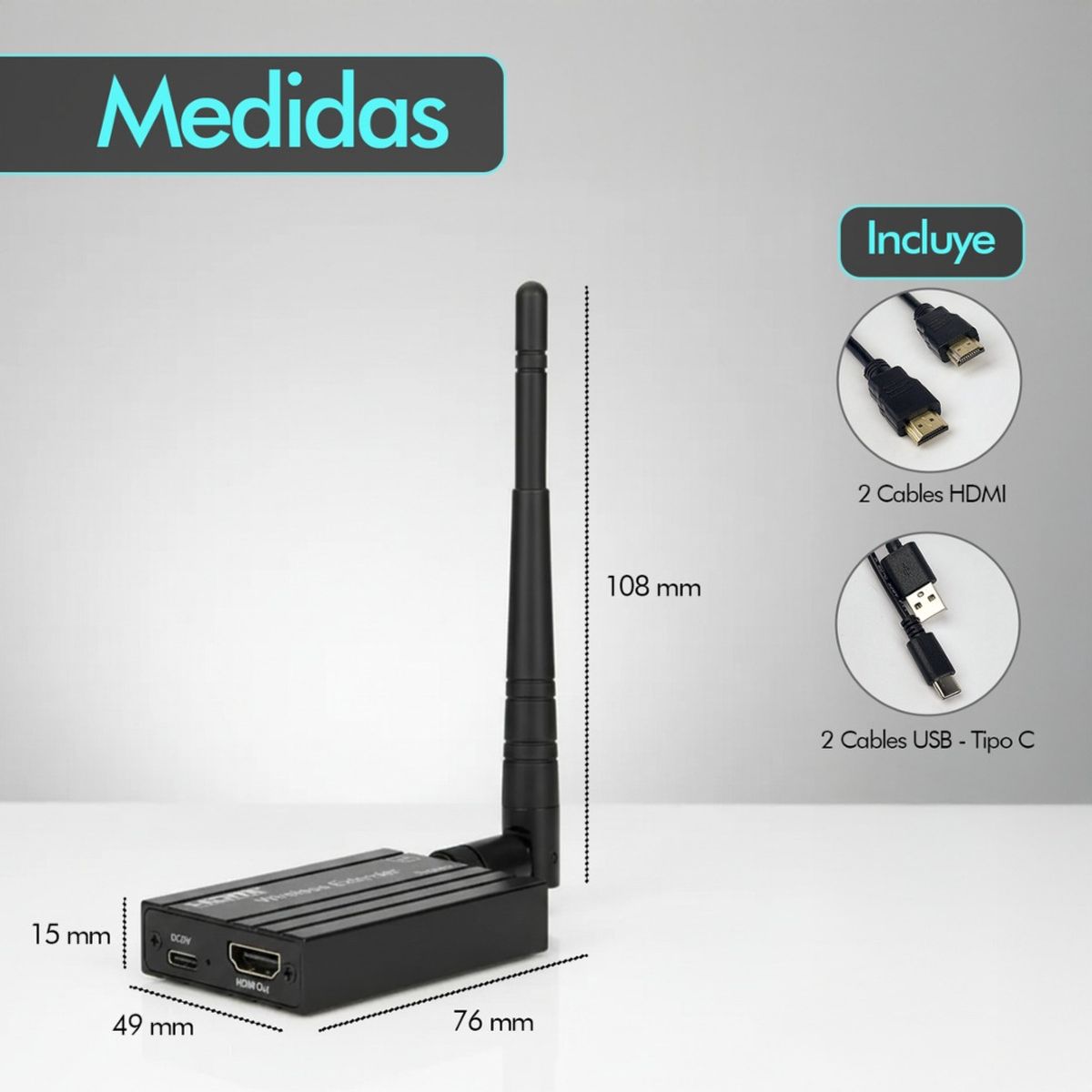 HOMEBRANDT - Transmisor Y Receptor Hdmi Inalambrico 150mts Full Hd Antena