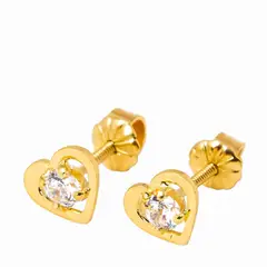 GENERICO - Aros Corazón 5mm con circón Oro 18k nacional
