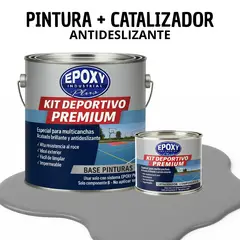 EPOXY - PINTURA PISOS CANCHAS - KIT PREMUM P2 2K- KIT GALON GRIS MEDIO