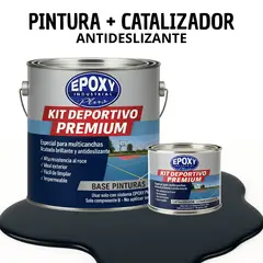 EPOXY - PINTURA PISOS CANCHAS - KIT PREMUM P2 2K- KIT GALON NEGRO AZULADO