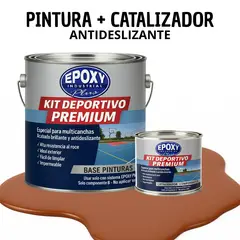 EPOXY - PINTURA PISOS CANCHAS - KIT PREMUM P2 2K- KIT GALON ROJO LADRILLO