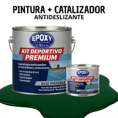 EPOXY - PINTURA PISOS CANCHAS - KIT PREMUM P2 2K- KIT GALON VERDE BOSQUE OSCURO