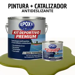 EPOXY - PINTURA PISOS CANCHAS - KIT PREMUM P2 2K- KIT GALON VERDE OLIVA SUAVE