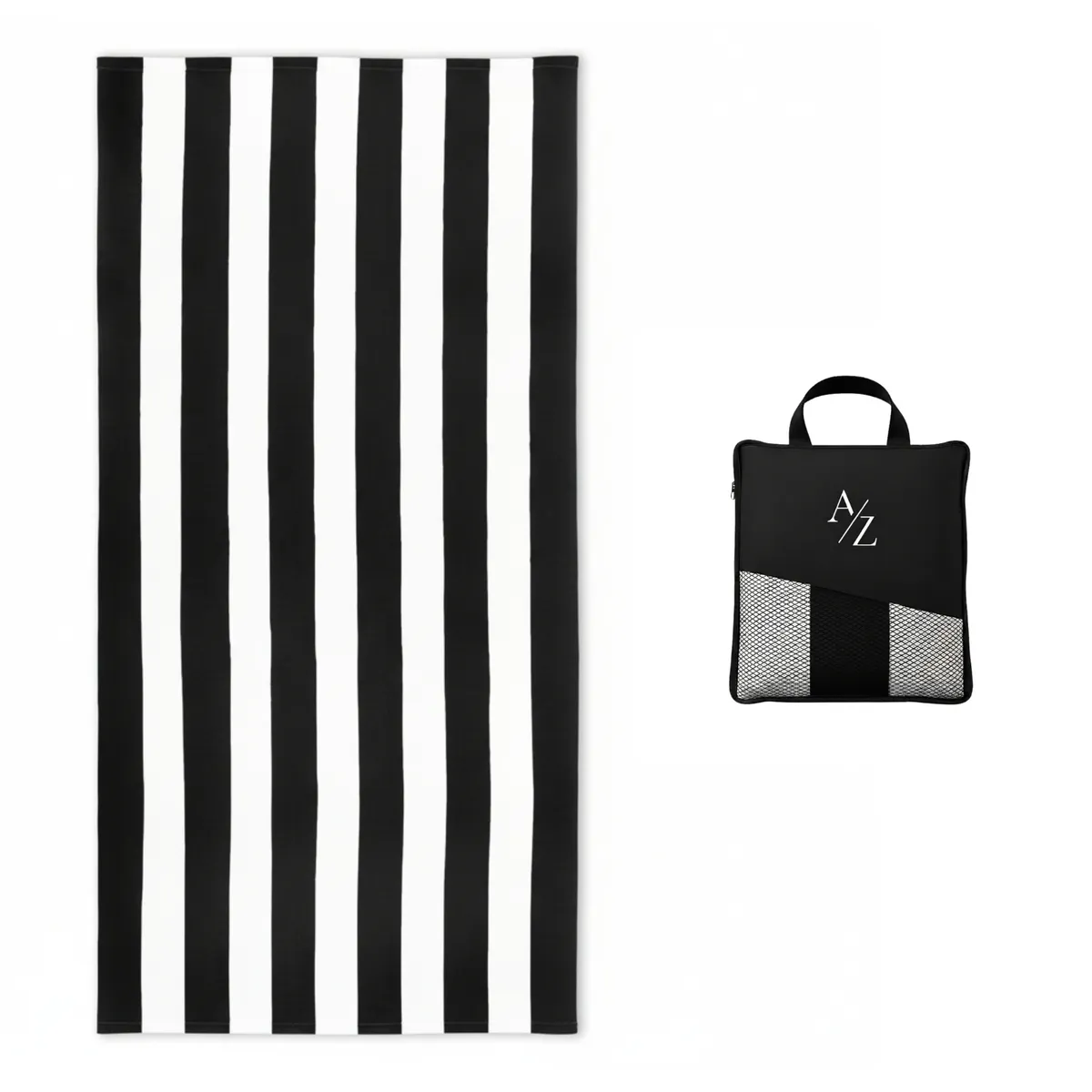 AZ AURAZEUS - Toalla Microfibra Playa + Bolso Viaje 160x90 Cm Xl Gimnasio Grande Az Negro Verano