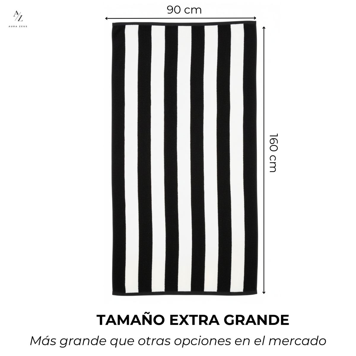 AZ AURAZEUS - Toalla Microfibra Playa + Bolso Viaje 160x90 Cm Xl Gimnasio Grande Az Negro Verano