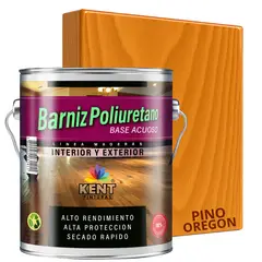KENT - BARNIZ POLIURETANO BASE AGUA - ALTA RESISTENCIA - GALON PINO OREGÓN