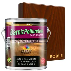 KENT - BARNIZ POLIURETANO BASE AGUA - ALTA RESISTENCIA - GALON ROBLE OSCURO