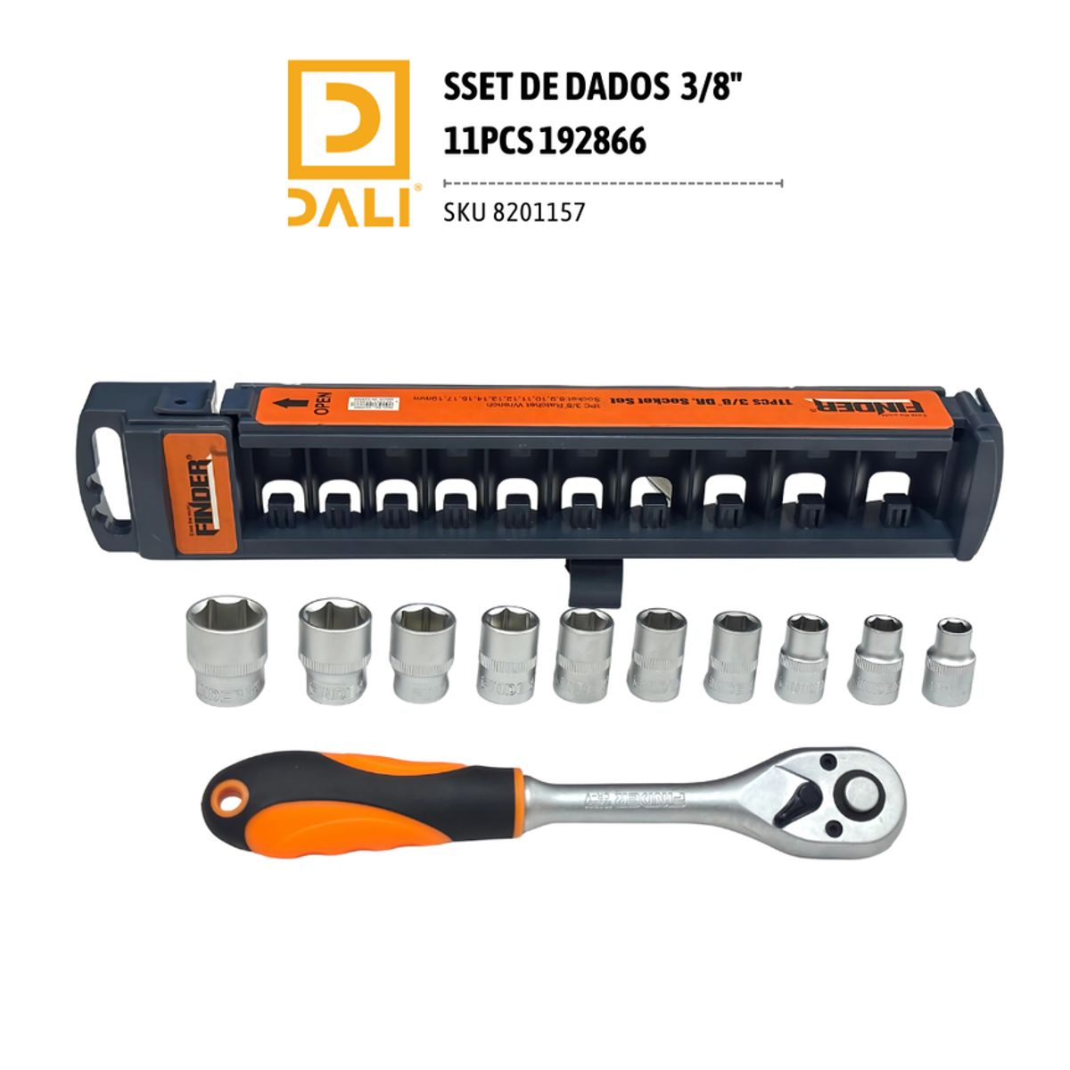 DALI - Set de Dados 3/8" 11 Piezas 192866 con Llave Chicharra