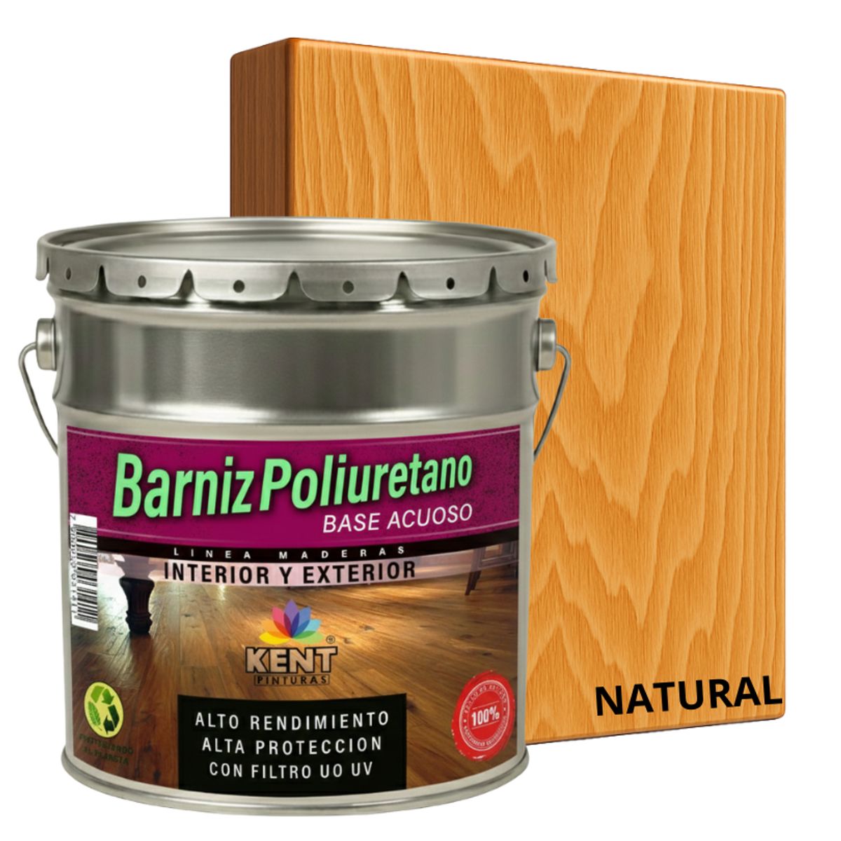 KENT - BARNIZ POLIURETANO BASE AGUA - ALTA RESISTENCIA - TINETA 4G NATURAL