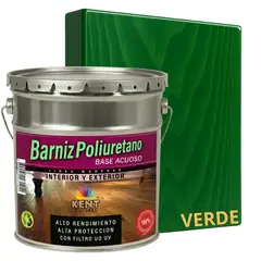 KENT - BARNIZ POLIURETANO BASE AGUA - ALTA RESISTENCIA - TINETA 4G VERDE IMPREGNADO
