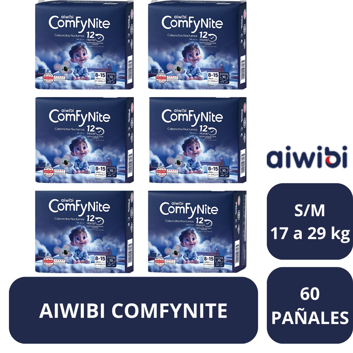 GENERICO - Calzoncitos Nocturnos Comfynite 10 Und (6 Paquetes) S/M