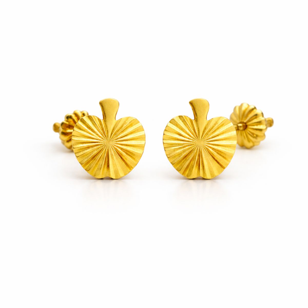 JIREH JOYAS - Aros Manzana Facetada 5mm Oro 18K Atornillados 0.90gr Mujer Niña Hipoalergénicos