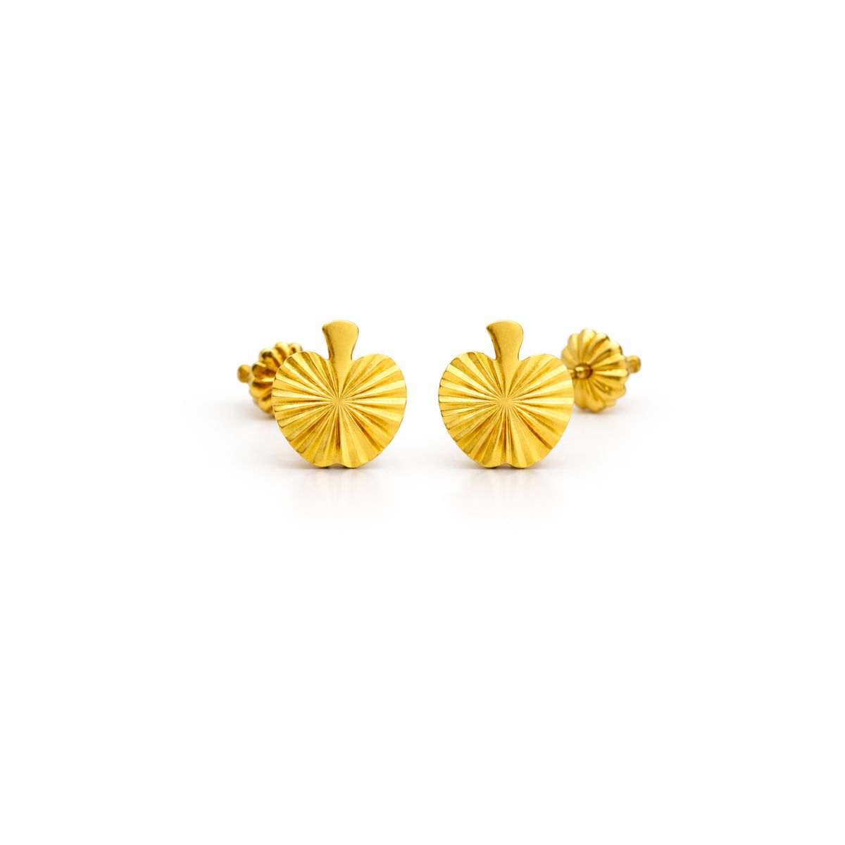 JIREH JOYAS - Aros Manzana Facetada 5mm Oro 18K Atornillados 0.90gr Mujer Niña Hipoalergénicos