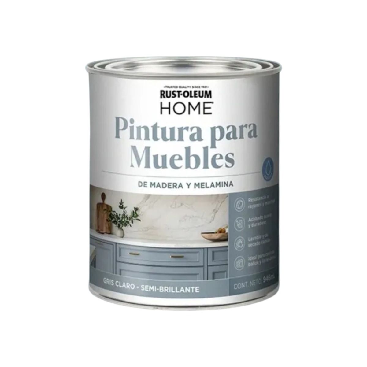 RUST OLEUM - Pintura Home para Muebles Gris Claro Semi-Brillante 946ml
