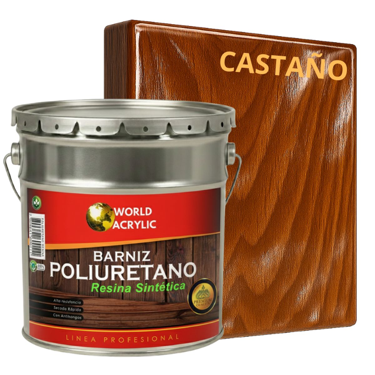 KENT - BARNIZ POLIURETANO 1K SOLVENTE - EXTRABRILLO - TINETA 4G CASTAÑO