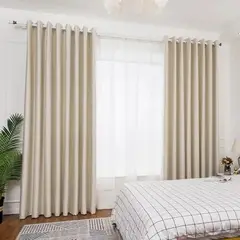 GENERICO - CORTINA BLACKOUT 100% ENGOMADA COLOR BEIGE DE ALTA CALIDAD 2 PAÑOS 140CM X 230CM C/U TF