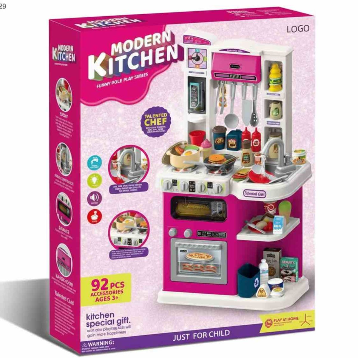 GENERICO - Set Cocina Infantil de Juguete 92 Piezas - Color Fucsia