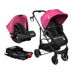BEBEGLO - Coche Travel System con Base Isofix Oregon RS-13553 Fucsia