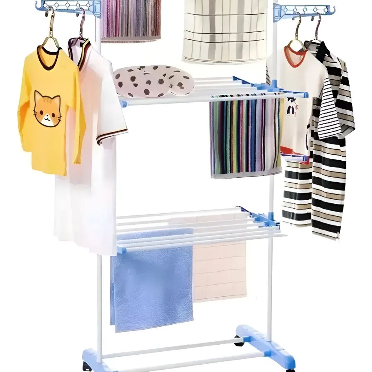 GENERICO - Tendedero Ropa Colgador Pechero Plegable 3 Niveles Blanco