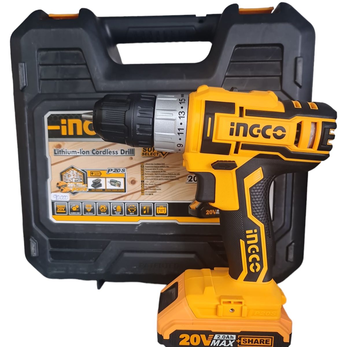 INGCO - Taladro Percutor Inalámbrico de Litio Ingco 20V