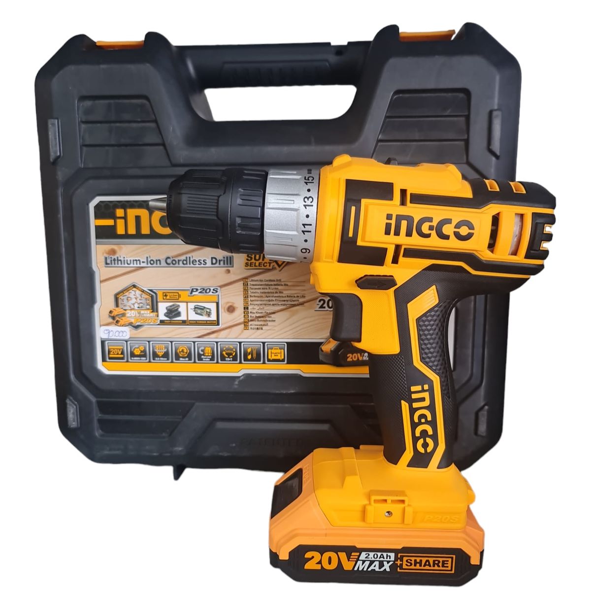 INGCO - Taladro Percutor Inalámbrico de Litio Ingco 20V