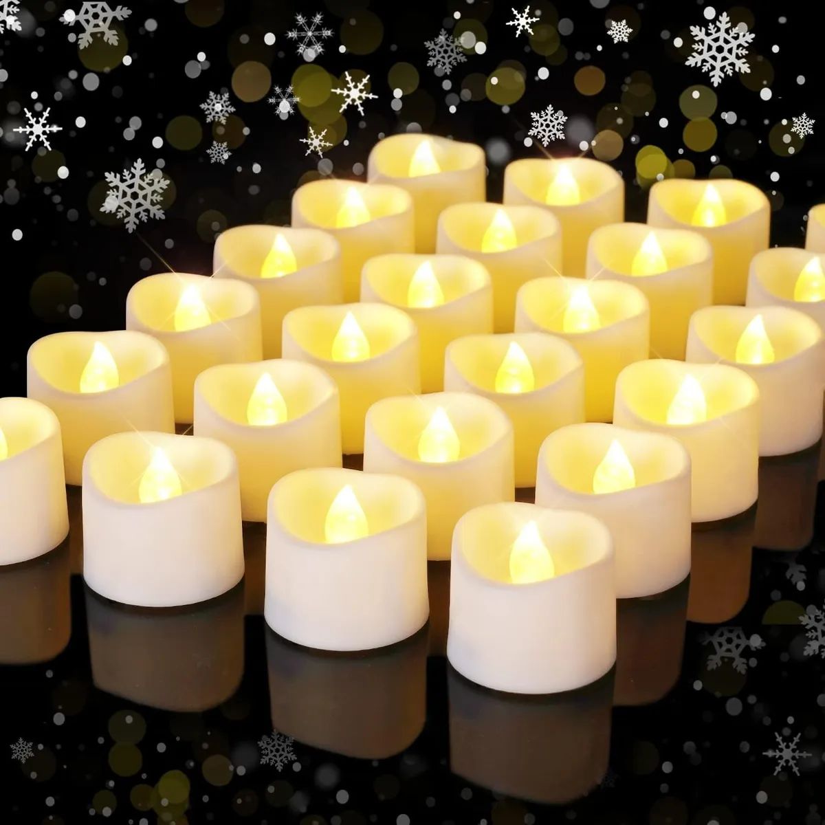 GENERICO - Pack24 Velas Té Led Pilas Efecto Llamas Boda Festiva Decorar