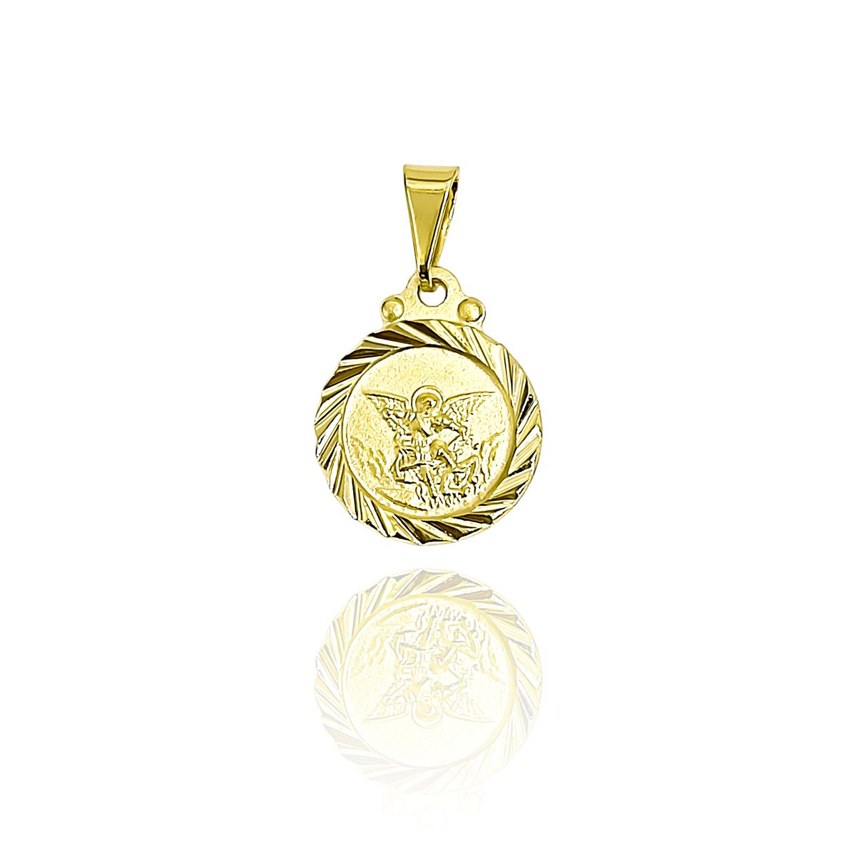 COGGIOLA - Colgante Medalla San Miguel Arcángel Borde 13mm Enchapado Oro 18K
