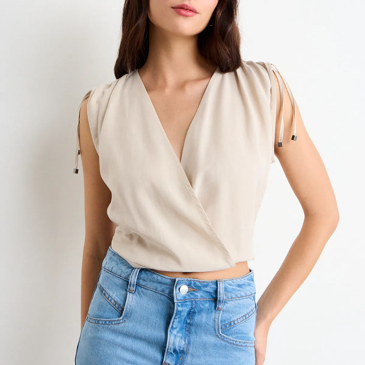 IO - Blusa Lisa Mujer Beige Io