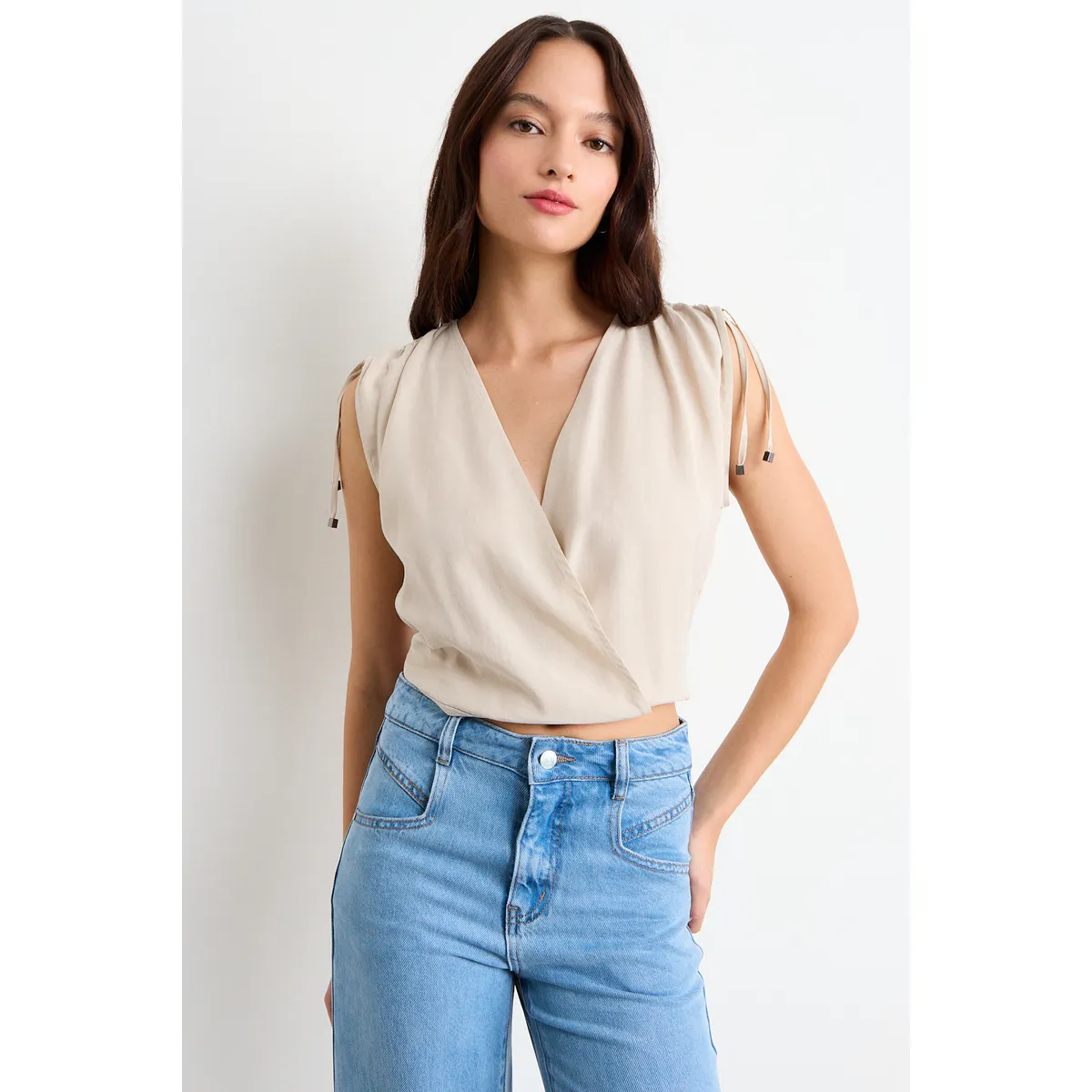 IO - Blusa Lisa Mujer Beige Io