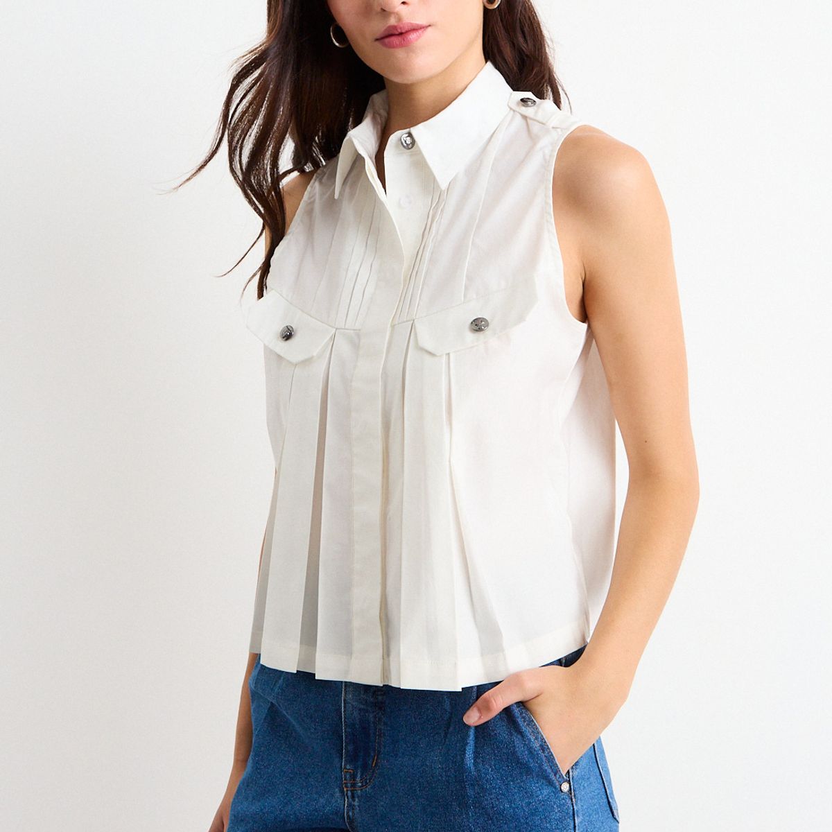 IO - Blusa Lisa Mujer Crudo Io