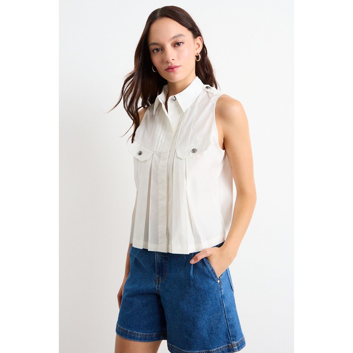 IO - Blusa Lisa Mujer Crudo Io