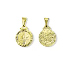 COGGIOLA - Colgante Medalla San Francisco Borde 13mm Enchapado Oro 18K