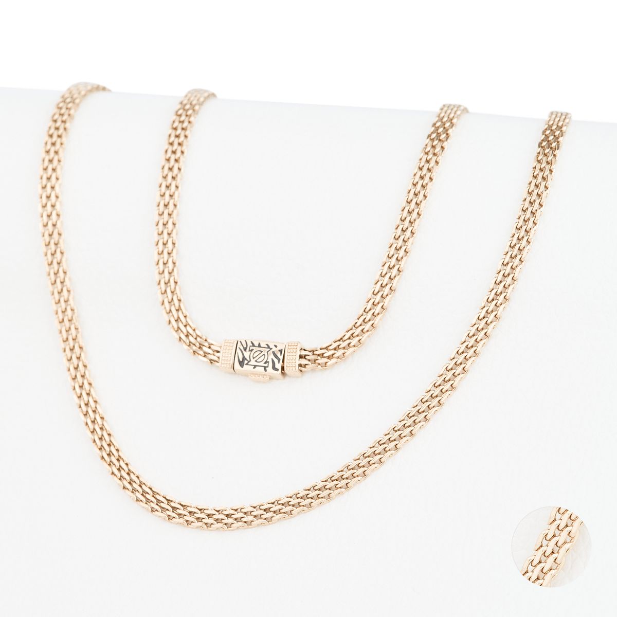 GENERICO - Cadena Oro Laminado 18k Tejido Chinesca 4mm45cm broche cebra exclusivo