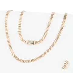 GENERICO - Cadena Oro Laminado 18k Tejido Chinesca 4mm45cm broche cebra exclusivo