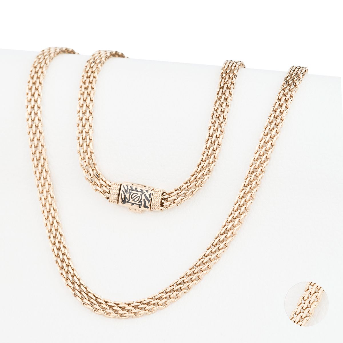 GENERICO - Cadena Oro Laminado 18k Tejido Chinesca 6mm45cm broche cebra exclusivo