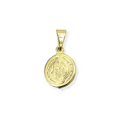 COGGIOLA - Colgante Medalla San Benito Redondo 11mm Enchapado Oro 18K