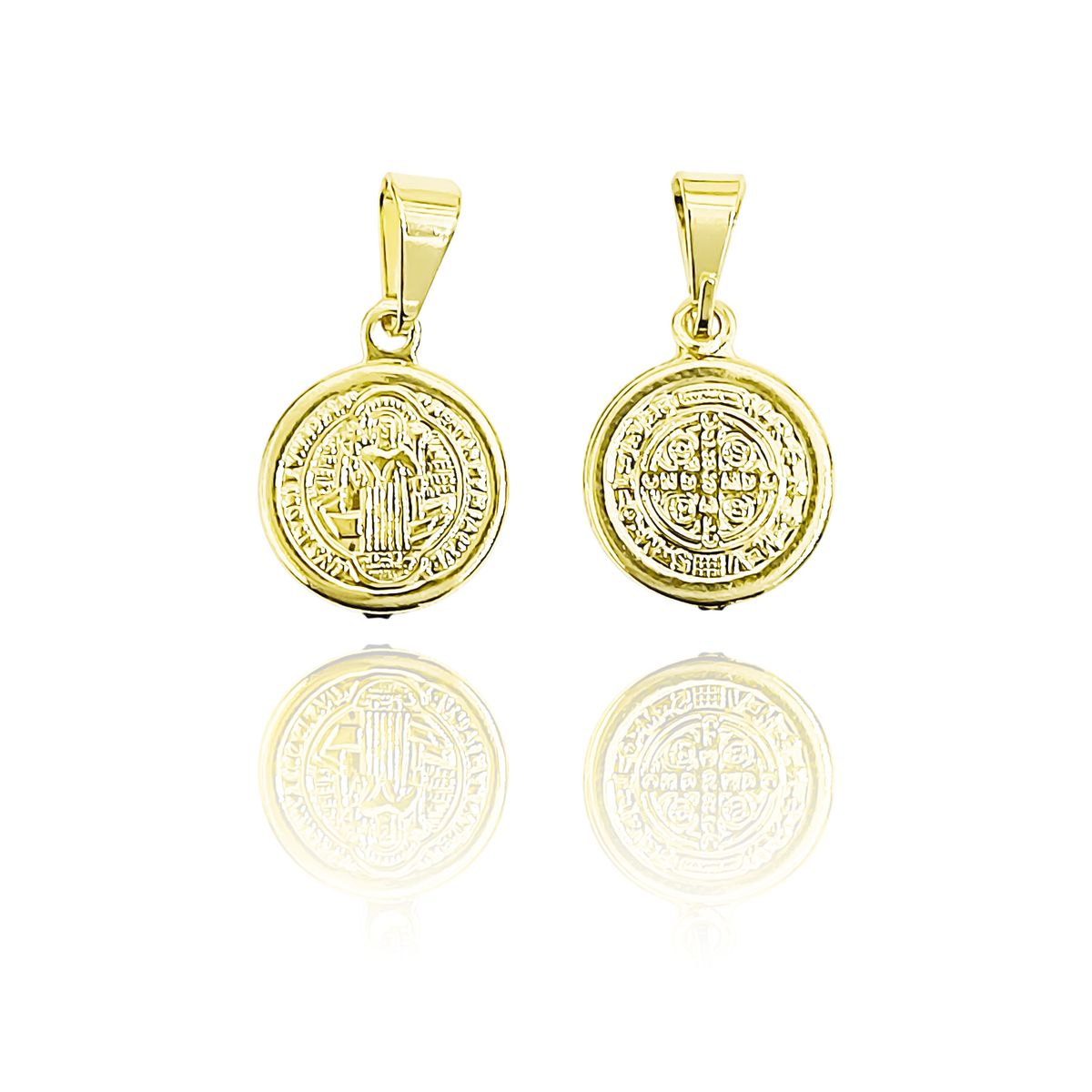 COGGIOLA - Colgante Medalla San Benito Redondo 11mm Enchapado Oro 18K