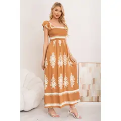 LIKE SHOP - Maxi Vestido Largo Verano Mujer Estampado Casual Sin Mangas 3380