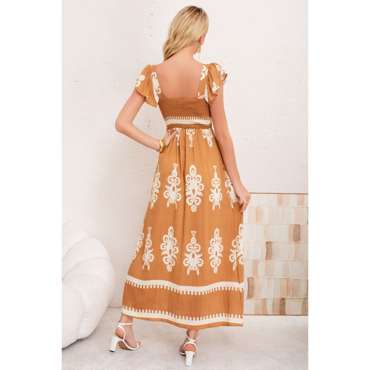 LIKE SHOP - Maxi Vestido Largo Verano Mujer Estampado Casual Sin Mangas 3380