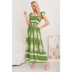 LIKE SHOP - Maxi Vestido Largo Verano Mujer Estampado Casual Sin Mangas 3380