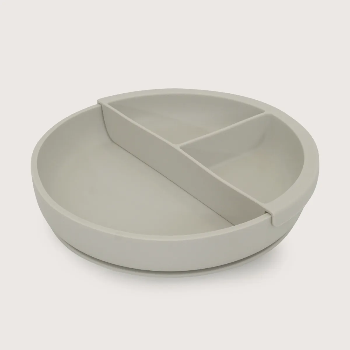 OPALINE - Plato redondo con base antideslizante y dividor gris