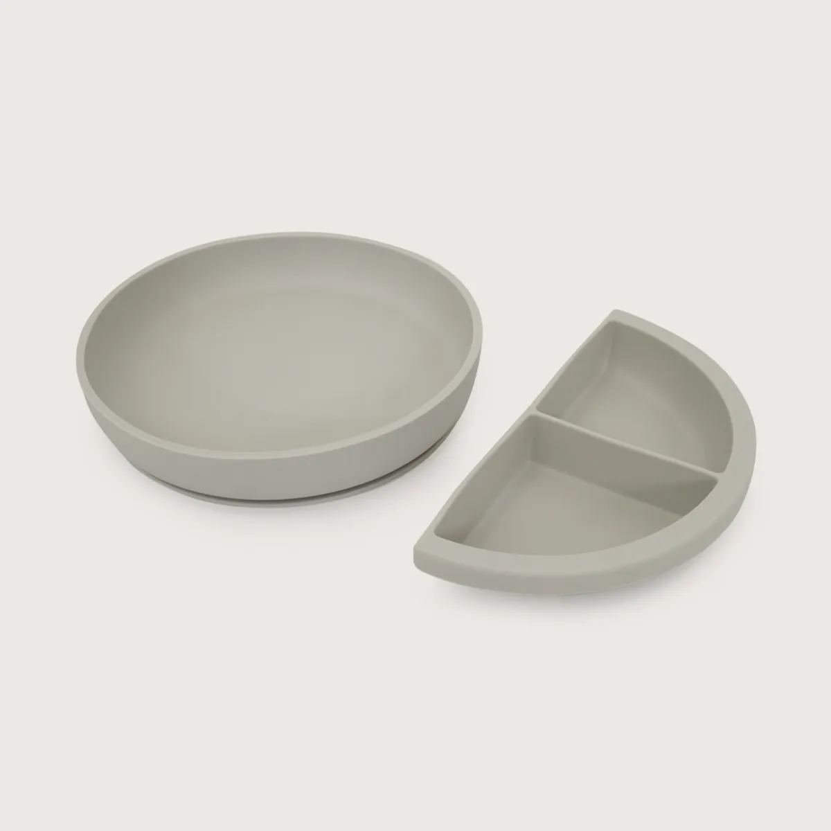 OPALINE - Plato redondo con base antideslizante y dividor gris