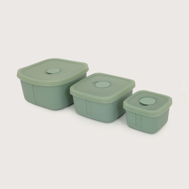 Set 3 contenedores cuadrados con varvula verde