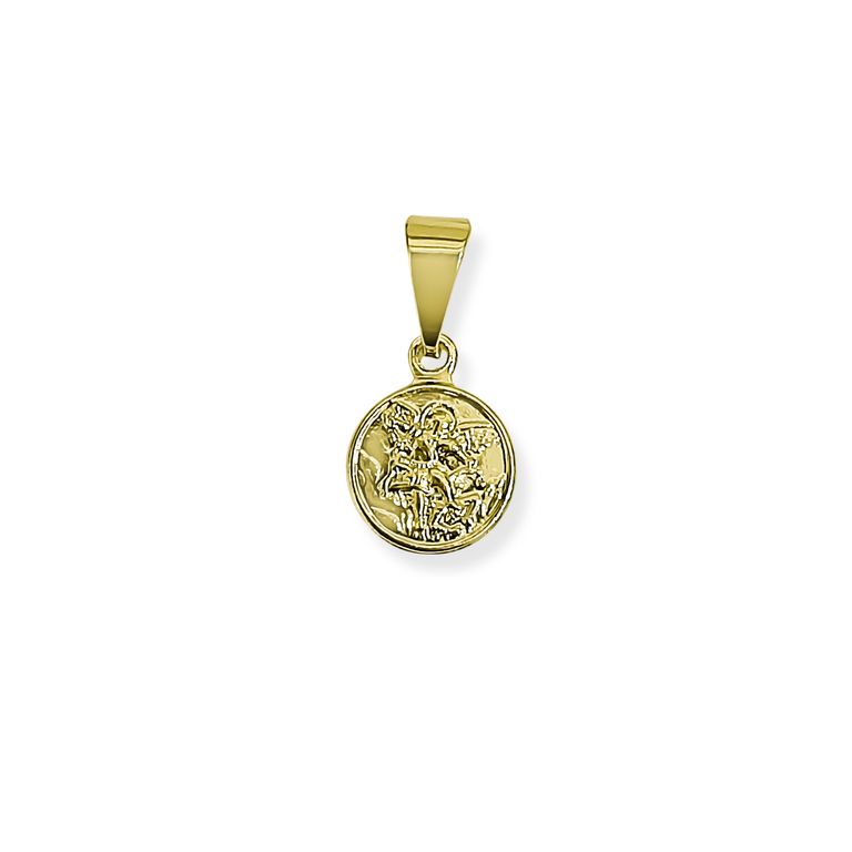 Colgante Medalla San Miguel Arcangel Mini 9mm Enchapado Oro 18K Dorado TALLA UNICA
