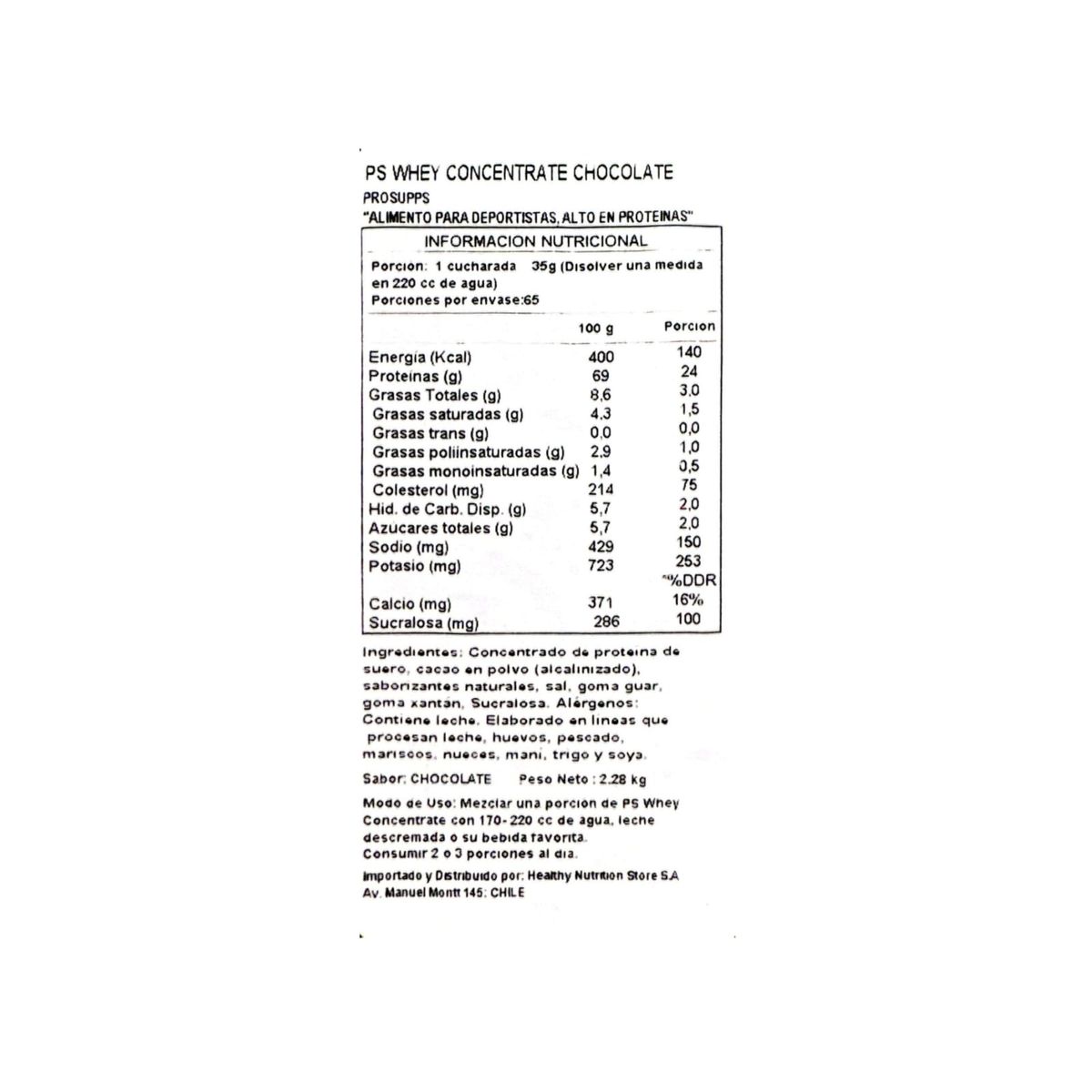 PROSUPPS - PROTEINA WHEY CONCENTRATE 5LB CHOCOLATE PROSUPPS