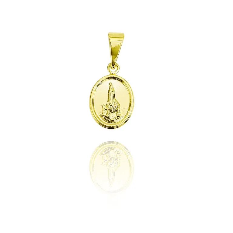 Colgante Medalla Virgen Fatima Ovalado Enchapado Oro 18K Dorado TALLA UNICA