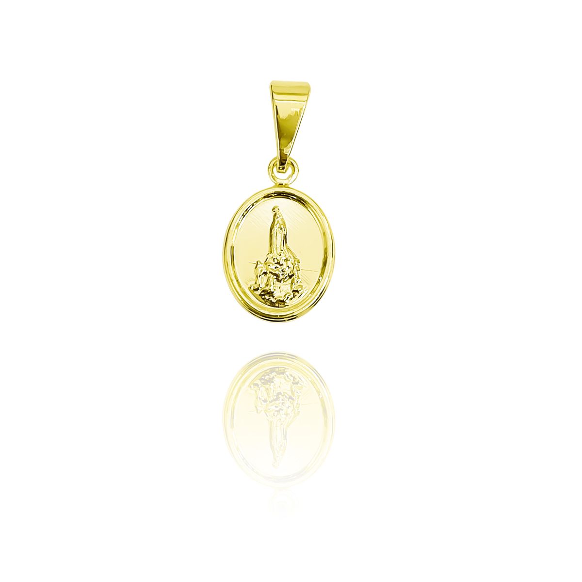 COGGIOLA - Colgante Medalla Virgen Fátima Ovalado Enchapado Oro 18K